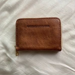 Portland Leather Small Zip Wallet in Camel
